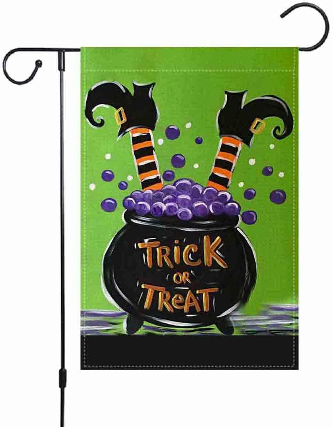 Flags - Halloween Garden Flag Trick Or Treat 12x18 Inch Vertica Small Double Sided Burlap Welcome House Yard for Outdoor Farmhouse Decoration