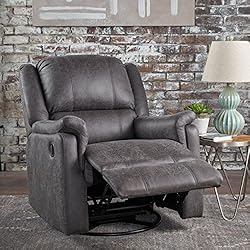Jemma Tufted Slate Microfiber Swivel Gliding