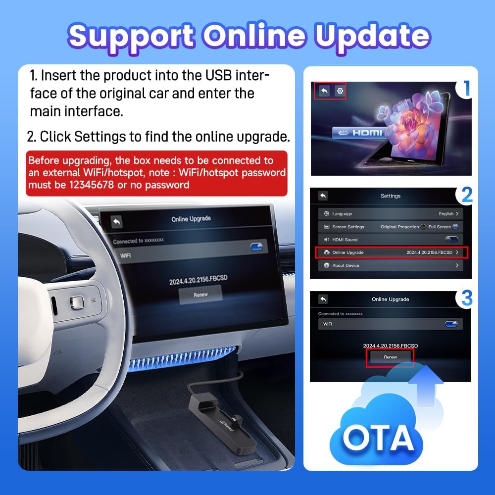 Carlinkit CarPlay HDMI Adapter Designed for TV-Stic ks?Fit for Wired CarPlay Car?Supports TV-Stic ks?Watch Netflix YouTube TikTok etc.Videos on CarPlay?Up to 1080p Support?FireDrive Car Adapter