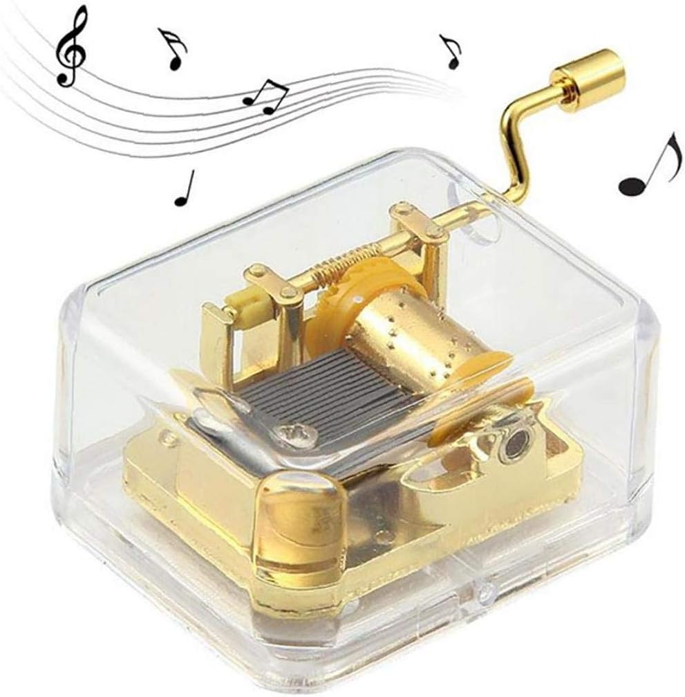 Transparent Music Box Baby Toys Wind Up Music Box Baby Toys Gift for Girls Women Kids Birthday with Melody Happy Birthday