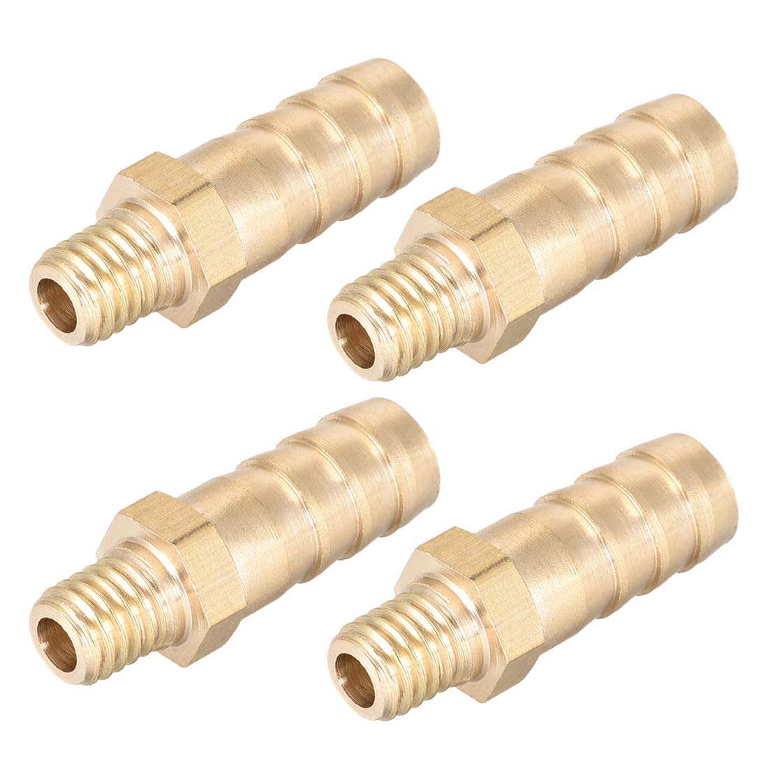 sourcing map Brass Fitting Connector Metric M8-1 Male to Barb Fit Hose ID 10mm 4pcs — image 1