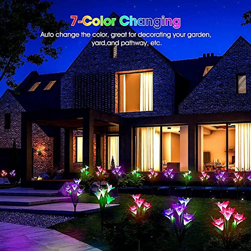 SOLARBABY Solar Lights Outdoor Garden, Multicolor Changing Color Garden Lights with 16 Lily Larger Solar Flower for Garden Yard Driveway, Patio Decor