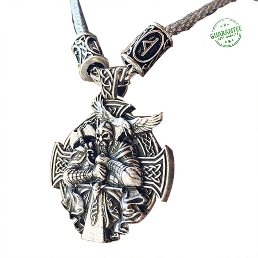 Norse Viking Men Necklace, Norse Rune Bead Celtic Odin by Helena Rosova Pendant, Norse Talisman Ethnic Jewelry