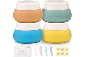 DHQH TSA Approved Travel Size Containers 4Pack 1oz - Silicone Toiletries Jars with Leak-proof Lids for Cosmetic, Face, Body Cream