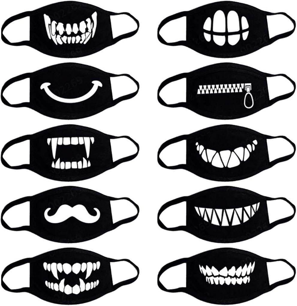 JSPOYOU Cute Print Black Cotton Thick Breathable Coldproof Set 10pcs: Clothing