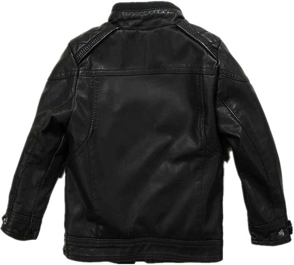 LJYH Boys Leather Jacket New Thick Velvet Children's Clothing Coat PU Leather: Clothing