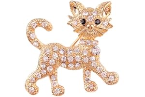 coadipress Rhinestone Cat Brooch Pin for Women Girls Cute Crystal Kitten Pin Classic Elegant Animal Cat Brooch Corsage Sparkly Lapel Pin Clothing Dainty Accessories Jewelry for Cat Lovers