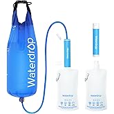Waterdrop Gravity Water Filter Straw, Camping Water Filtration System, Water Purifier Survival for Travel, Backpacking and Emergency Preparedness, 1.5 gal Bag, 5 Stage Filtration, Pack of 2