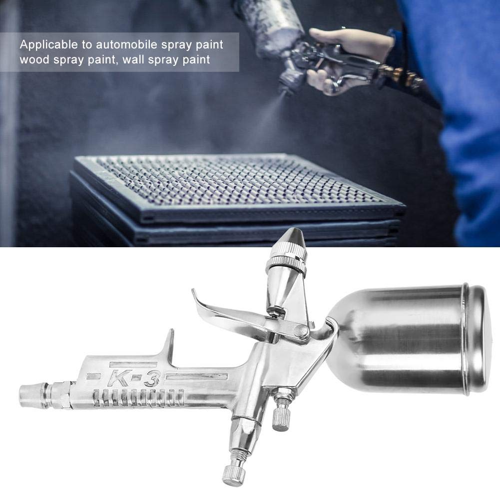 Spray Gun,K-3 Aluminum Professional 0.5mm Nozzle 125ml Mini Pneumatic Spray Gun For Car Painting Repair, Silver - Image 3