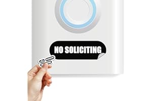 ENGRAVENUSA Tiny No Soliciting Sign for House | 3 Size Pack No Soliciting Signs for Home | Tiny Size Perfect for Video Doorbell | Matte Waterproof Sticker | Ideal for Apartment, Office and more (Black - 3 Sizes)