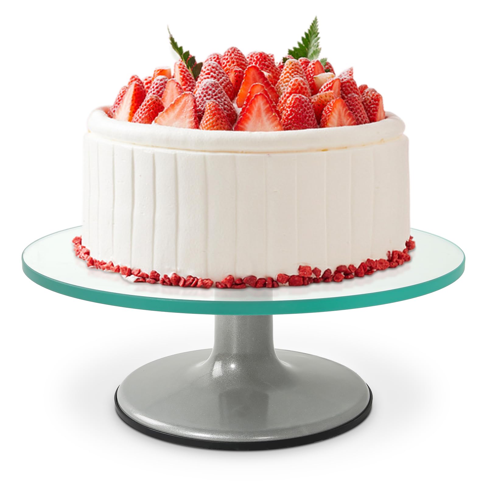 Cake Turntable, Uten 12 Inch Rotating Glass Cake Turntable, Rotating Cake Stand with Non-Slip Rubber Bottom Beautiful Baking Tools, Cake Making Equipment