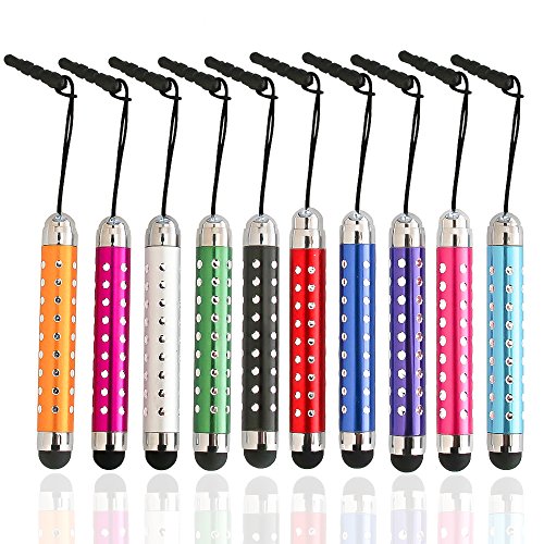 10 Pack Stylus Pen Bundle Adjustable Bling Stylus Pens Compatible All Capacitive Touchscreen Devices (Including iPad, iPhone, iPod, Android Tablets, Samsung Galaxy Tablet More)