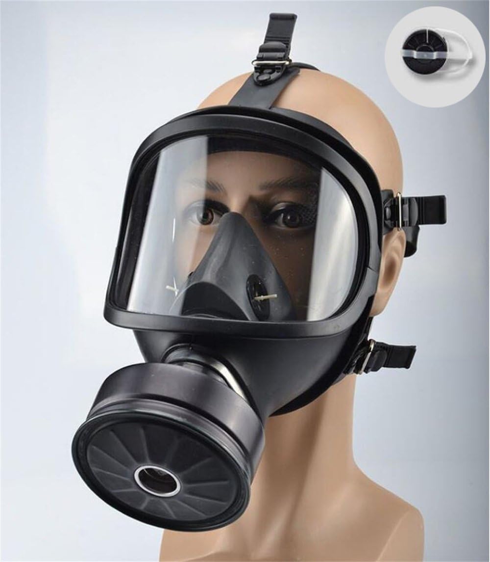 HIMAmonkey Gas Mask Full Face Protection Pesticide Formaldehyde Toxic Gas Anti-Virus Activated Carbon Filter Industrial Military Safety Respirator,B