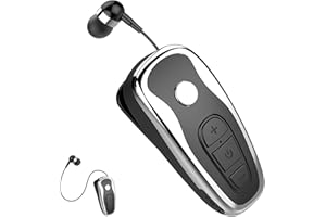 FASHIONLIVE Retractable Wireless Headphone Headset Stereo Earphone lightweight V5.0 Noise Cancelling Mic Clip on Earpiece workout Sports running Business Trucker Driver Music Earbuds For Iphone android Phone