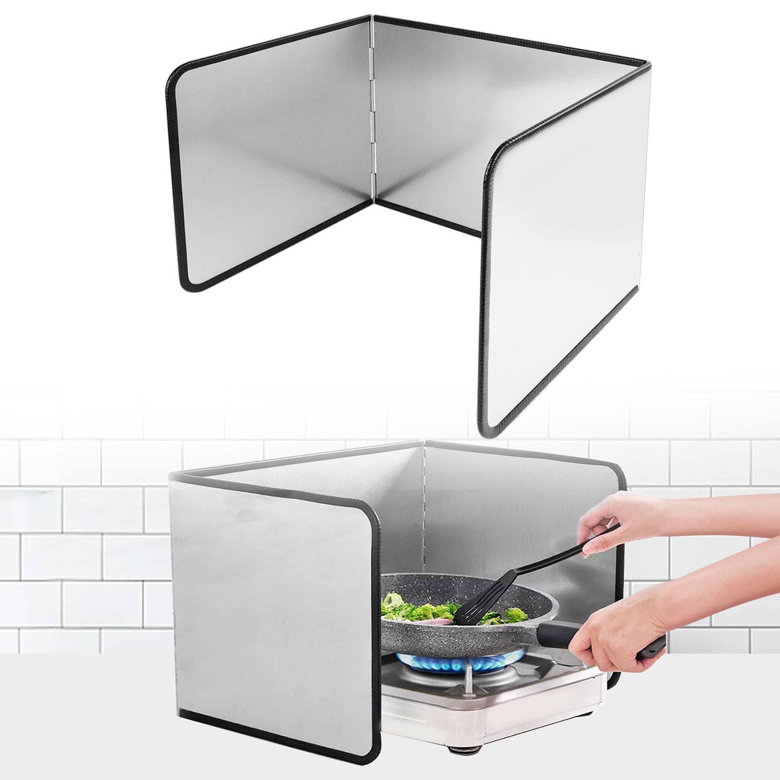 Stove Splatter Guard for Cooking Kitchen,3 Sided Stove Splatter Guard, Anti Splatter Shield Guard Portable Folding Cooker Side Fat Oil Splash Splatter Screen for Frying Pan Wall Hob