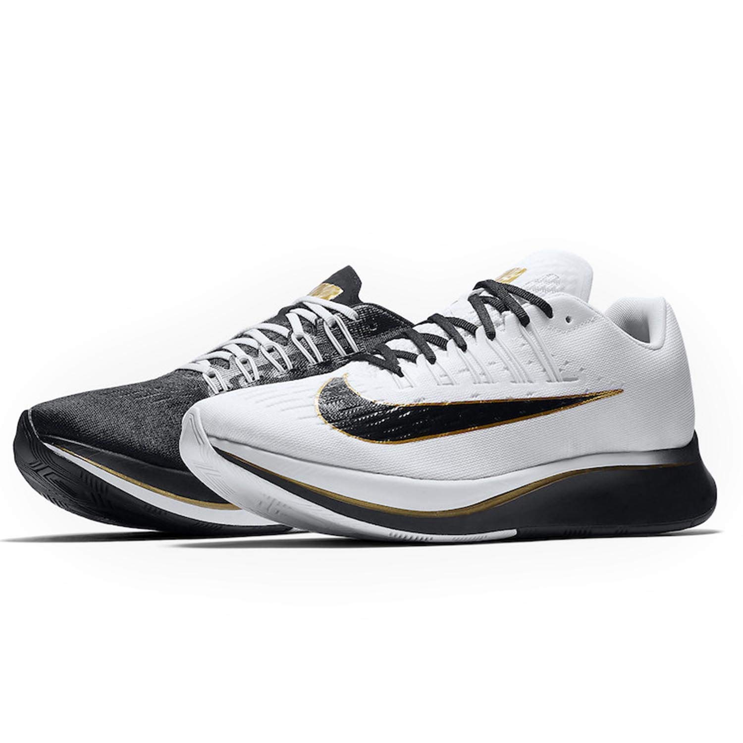 Nike Mens Zoom Fly Running Shoes Blackwhitemetallic Gold 85