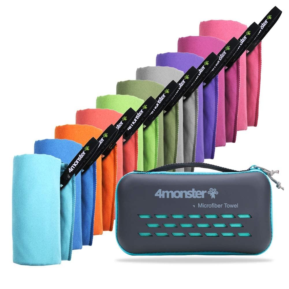 4Monster Microfibre Towels in 10 Colours, Quick-Drying Sports Towel Absorbent, Ultra Light Travel Towel for Fitness, Sauna, Travel, Sports, Yoga (Dark Blue, S: 30 cm x 50 cm)