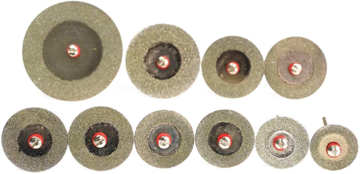 Saw Cutting Discs for Rotary Multi Tool 10pcs 16-40mm Diamond Cutting Disc Set Mini Drills Cut Off Wheel Saw Blade kit for Rotary Tool Metal Circular Saw Blade Set for Gem, Crystal