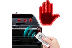 Keepdone 4 in 1 Gestures Led Sign for Car,Light Up Hand for Car Window,Glogesture Hand Light for Car with Remote Control, Led Gesture Finger Flicker Light On Road,Cool Car Stuff for Men (Red)