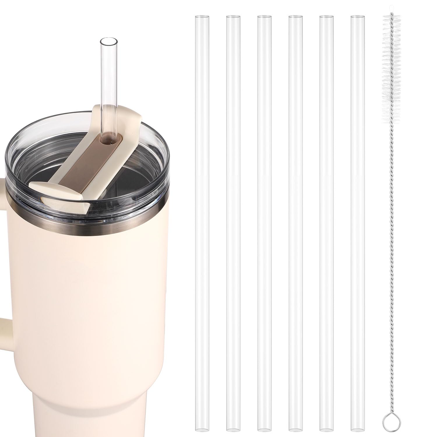 6pcs Reusable Plastic Straw Transparent for YETI 42 oz, 35 oz, 26 oz, 25 oz, Tumbler Clear Cup Stanley 30 oz for Smoothies Frozen Hot Drink Tea Juice