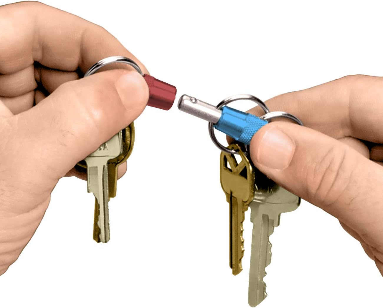 Lucky Line 3-Way Pull Apart Keychain,1 Pack, Red, Blue and Silver (71701): Office Products