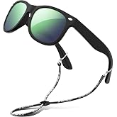 RIVBOS Kids Sunglasses Polarized UV400 TPE with Strap for Boys Girls RBK004 | Flexible rubber frame with UV protection and secure strap for boys, girls, beach, travel and play