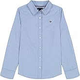 Tommy Hilfiger Girls Long Sleeve Woven Button-Down Shirt, Lightweight & Breathable