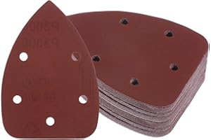 Kozelo 50pcs Mouse Sander Detail Sandpaper - [3000 Grit, 3.5" x 5.5"] Triangle Hook and Loop Assorted Sanding Pads Sheet for 