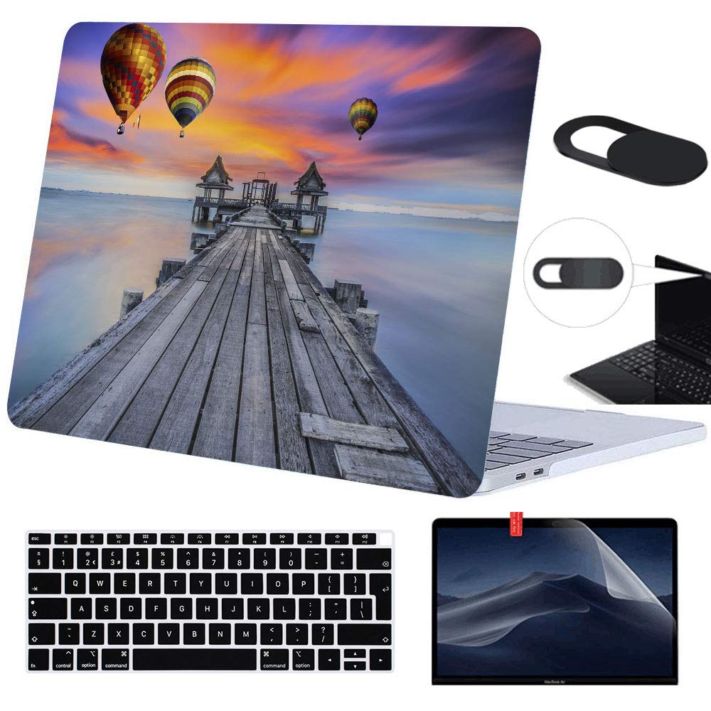 Ausmix for MacBook Pro 13 Inch Hard Case 2016-2019 Release, [4 in 1 Bundle] PC Shell+Silicone Keyboard Protector+Screen Protector+Mini Webcam Cover for A1706/A1708/A1989/a2159-01Balloon