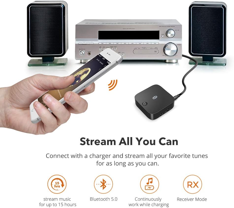 TaoTronics Bluetooth 5.0 Transmitter and Receiver, Digital Optical TOSLINK and 3.5mm Wireless Audio Adapter for TV/Home Stereo System - Low Latency: Electronics