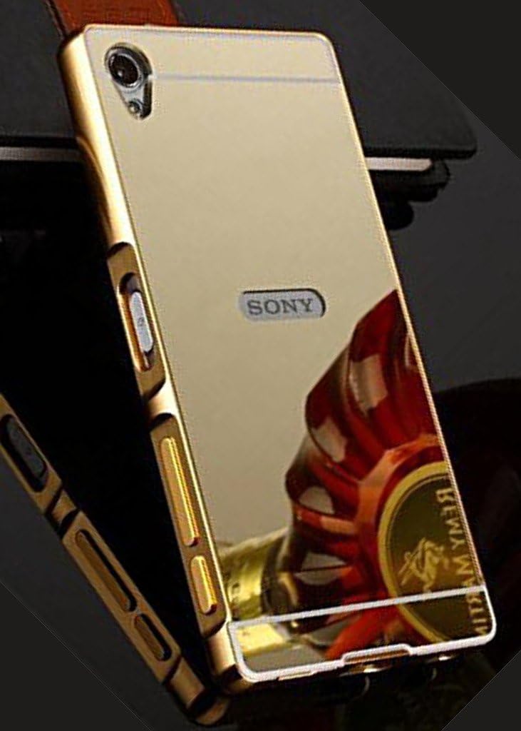 Sheerworth Sony Xperia Z2 Case, Luxury Metal Bumper + Acrylic Mirror Back Cover Case For Sony Xperia Z2 (Golden)
