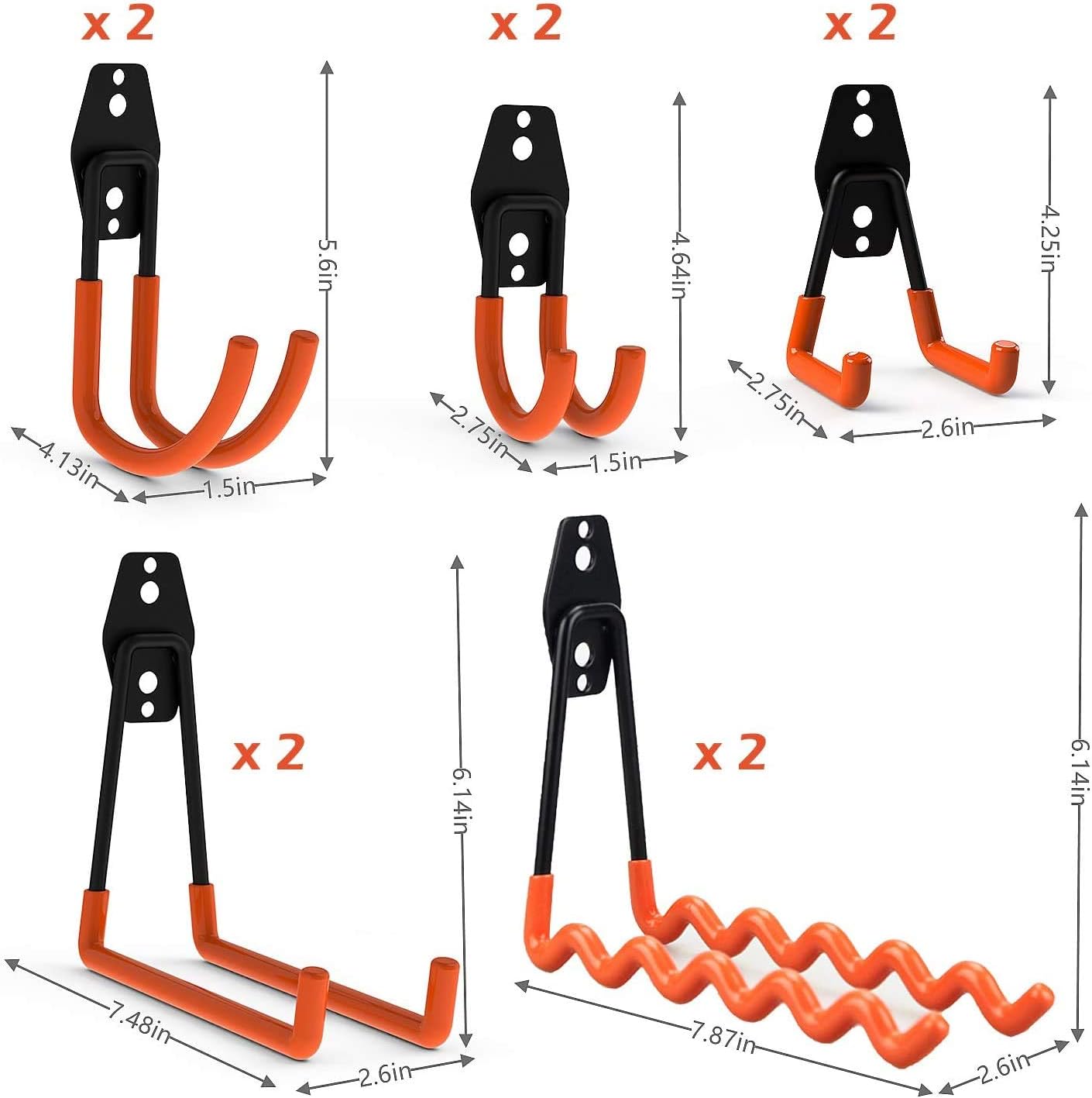 Garage Hooks Wall Mount, 10 Pack Steel Garage Storage Hooks Organizer Heavy Duty, Anti-Slip, for Hanging Bikes, Garden Tools, Ladders etc (10Packet-1) - - 