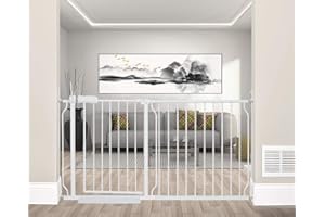 ALLAIBB 58 59 60 61 62 Inch Baby Gate Extra Wide Pressure Mount 57.48-62.20in Walk Through Auto Close White Metal Child Dog P