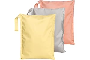 RelaxScene Wet Bag for Swimsuit - 3 Pack Waterproof Wet Dry Bag for Clothes - Baby Diaper Bag - Travel Laundry Daycare Bag - Baby Beach Essentials
