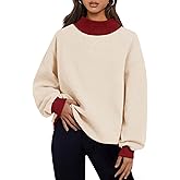 PRETTODAY Women's Oversized Sweatshirts Color Block Turtleneck Fleece Pullover Tops Long Sleeve Loose Fall Fashion Outfits