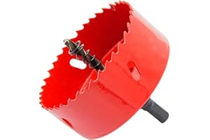 Hole Saw Drill Bit LAIWEI HSS Hole Cutter with Arbor for Wood,PVC Board and Plasterboard(3-3/4"(95mm Hole Saw))