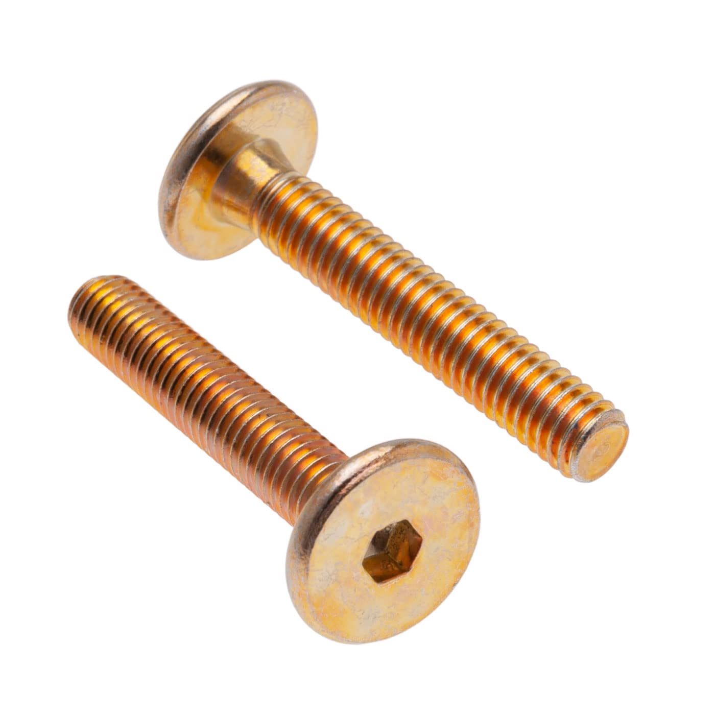 Keple M6 x 45mm Furniture Hex Bolts 25 Pack Zinc Plated, Flat Head, Hexagon Head, Brass-Bronze, Alloy Steel, Class 10.9, Bolts