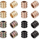 UNICRAFTALE 16Pcs 4 Colors Paracord Lanyard Beads - Stainless Steel Grooved Column & Tube Spacer Beads, 3mm Large Hole for DIY Bracelet & Necklace Jewelry Making
