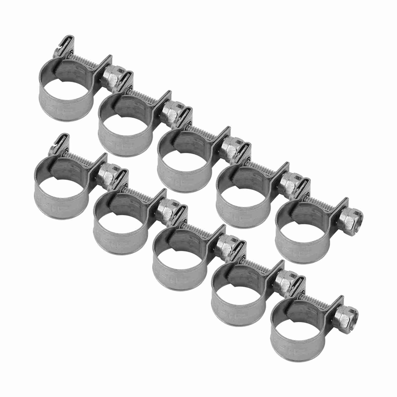 KooingTech 10 Pcs Hose Clips, 11-13 MM Hose Clamps, Stainless Steel Mini Fuel Injection Hose Clamps Petrol Fuel Line Clips Perfect for Securing Small Diameter Hoses Pipes Tubes