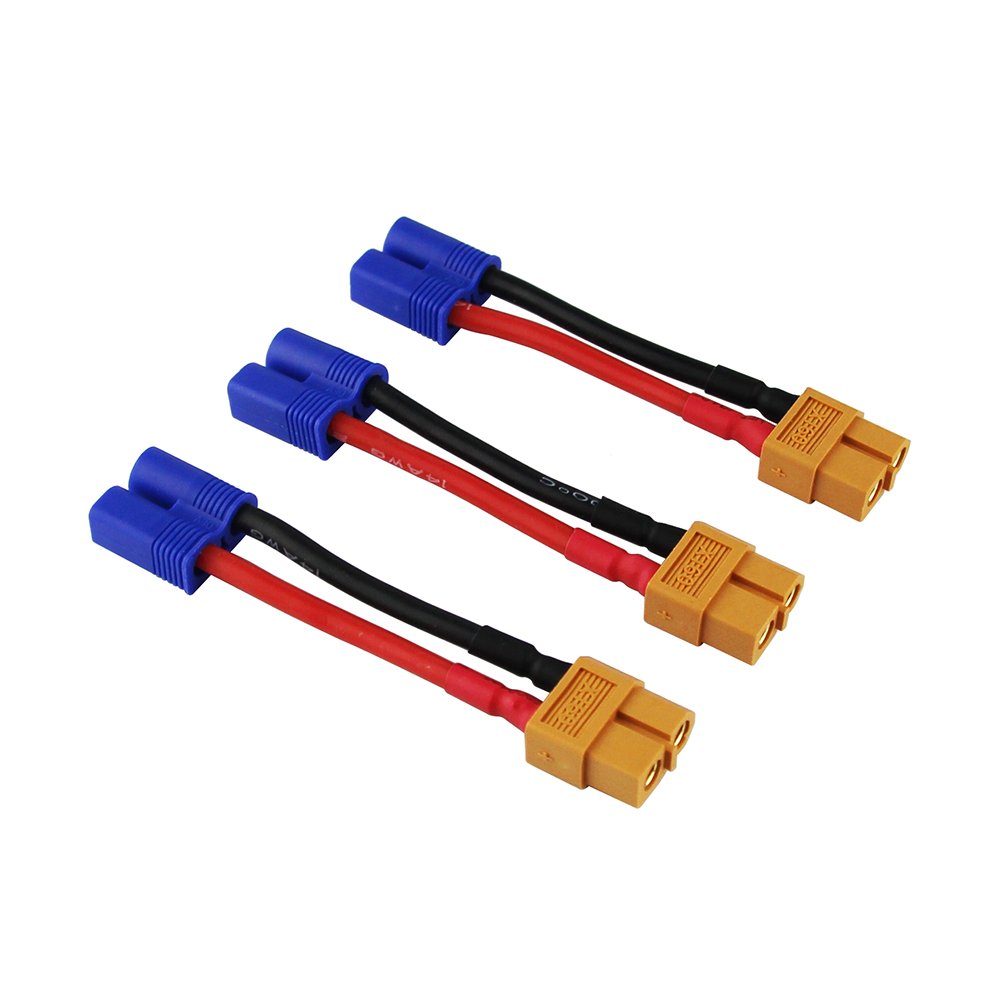 OliYin 3pcs/lot XT60 / XT-60 Female To Male EC3 Connector Adapter Cable 14awg 1.96in for Turnigy Zippy(pack of 3)