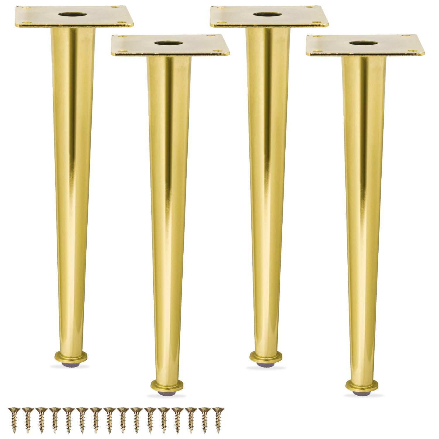 Btowin VCF 8 Inch / 20cm Metal Furniture Legs, 4Pcs Glod Modern Straight Tapered Furniture Feet,Heavy Duty Sofa Legs Cabinet Legs Brushed Nickel Finish for TV Stand Cabinet Couch Dresser Table Bed