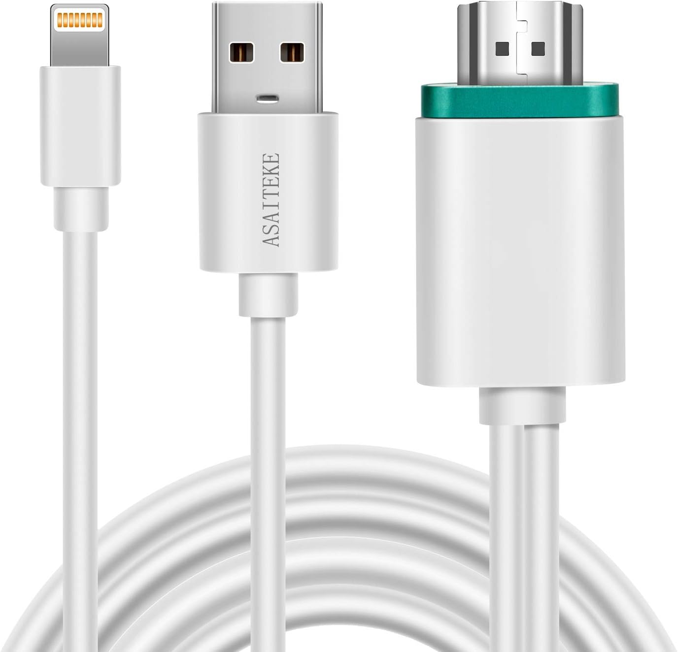 ZIMRIT Compatible with iPhone X 8 7 6 5 iPad iPod HDMI Cable Converter, Digital AV Adapter, Latest Plug and Play 1080P Audio AV Connector (White)