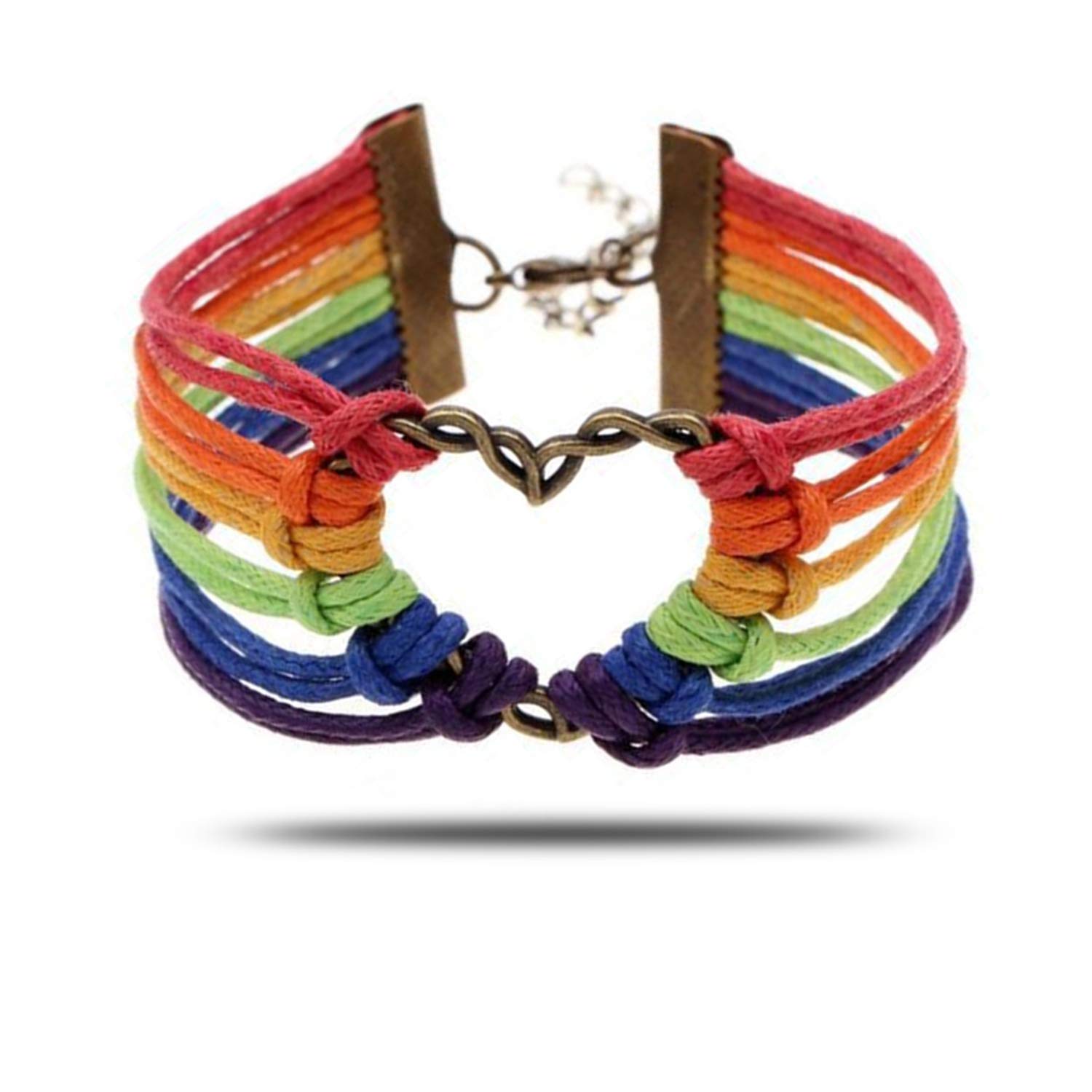 JinYu Rainbow Bracelet with Heart, Lesbian Pride Jewelry Rainbow Pride Bracelet & Perfect Lesbian Gifts