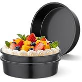 Beasea 10 Inch Cake Pan Set of 3, Large Carbon Steel Round Cake Pans for Baking, Heavy Duty Large Cheesecake Mold Tin Bakeware for Birthday Party Wedding