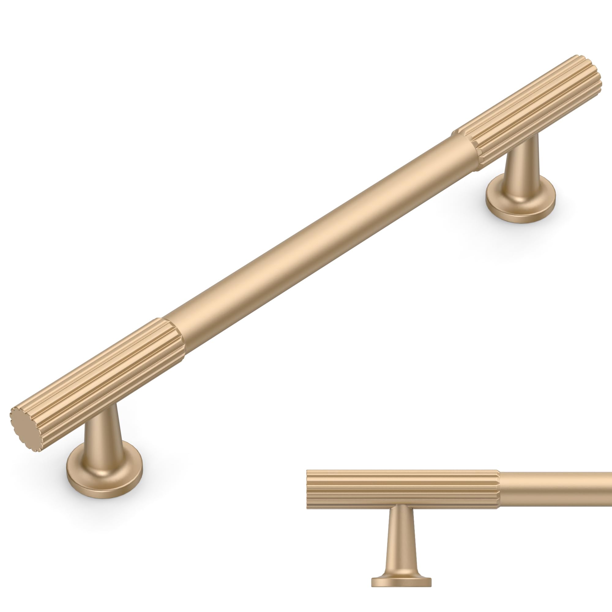 Photo 1 of Amerdeco 10 Pack Champagne Gold Cabinet Pulls 6.3 Inch(160MM) Hole Centers Kitchen Cabinet Handles Hardware for Cabinets Cupboard Handles ZH0071