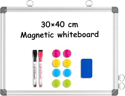 Dollar Boss Magnetic Whiteboard 30 x 40 cm Double-Sided with Aluminum Trim