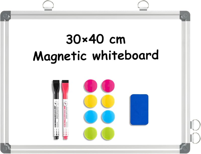 Dollar Boss Magnetic Whiteboard 30 x 40 cm Double-Sided with Aluminum Trim