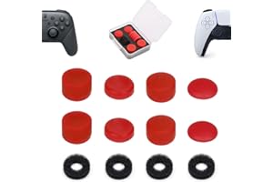 ShiMa Owl Thumb Grip Controller Gamepad Raised Antislip Thumb Stick Grips Thumbsticks Joystick Cap for PS5/4,Switch Pro Controller-Precision Rings(4pcs),Storage Case,Thumb Grips(8pcs),red Set