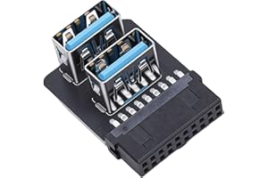 Zunate Zunate USB 3.0 19Pin to Dual Type A Adapter, High Speed 5Gbps Data Transfer with Dual Port Extension, 90 Degree Right 