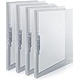 CRANBURY Punchless Clamp Binder (4-Pack, Gray), Ringless Binder Holds 100 Letter Size Pages, Documents, 8.5x11 Folder with Metal Clip for Home or Office, Transparent Acid-Free Poly